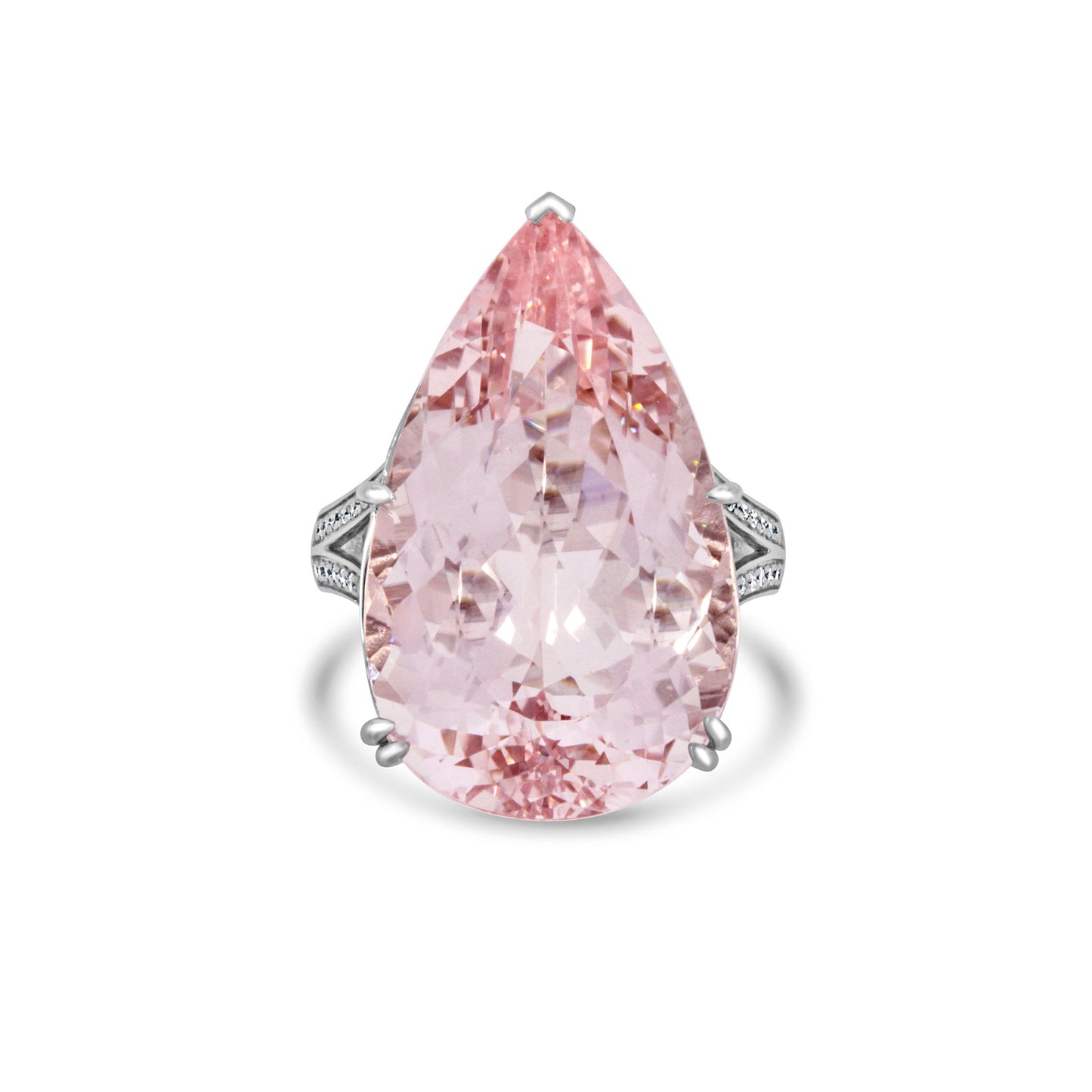 29.87ct Pear Cut Morganite & Diamond Ring