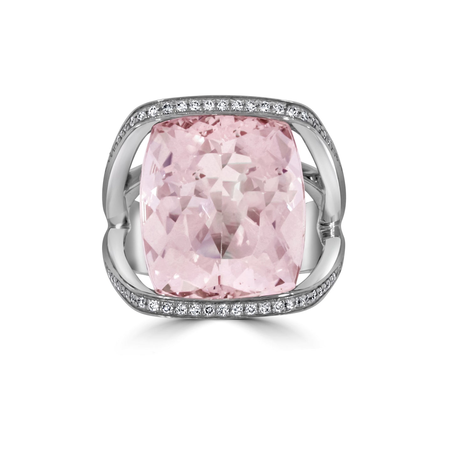 14.44ct Morganite & Diamond Split Halo Ring