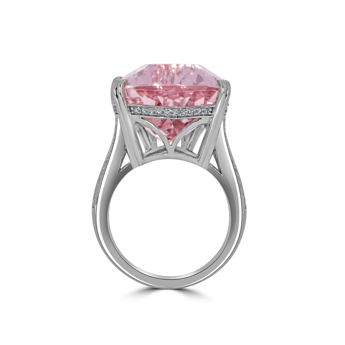 29.87ct Pear Cut Morganite & Diamond Ring