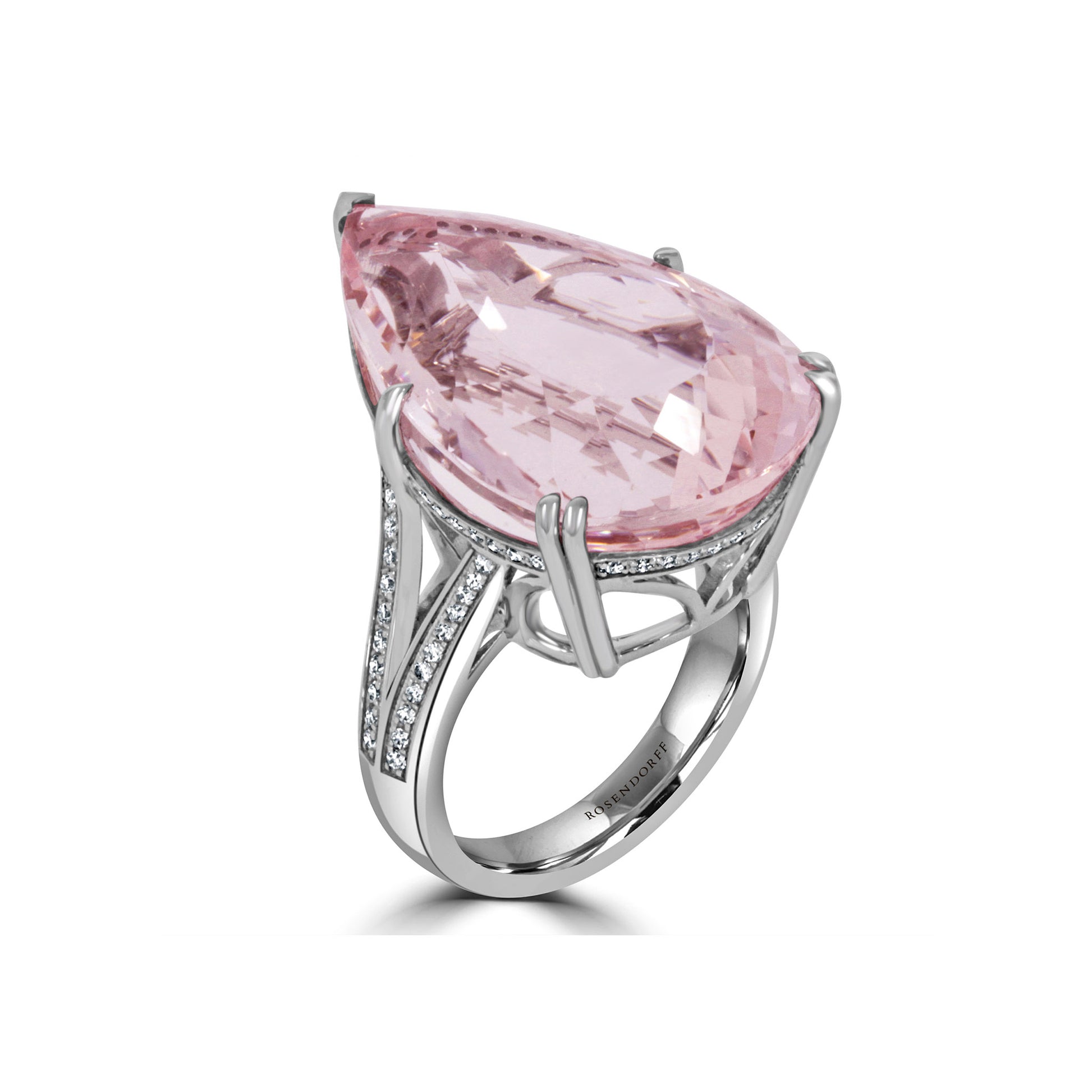 29.87ct Pear Cut Morganite & Diamond Ring