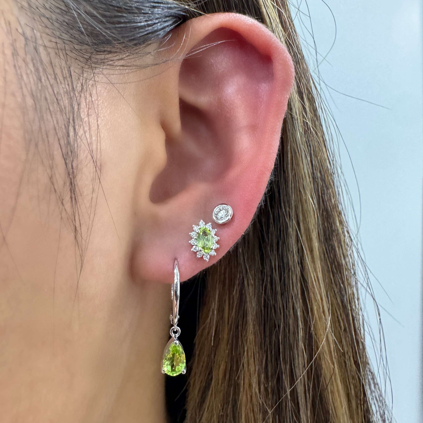 Oval Peridot Halo Earrings