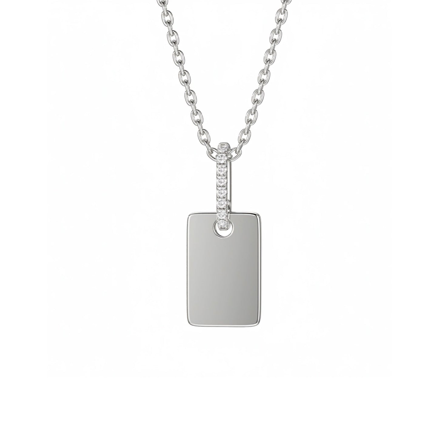 Rectangle Disc Diamond White Gold Pendant