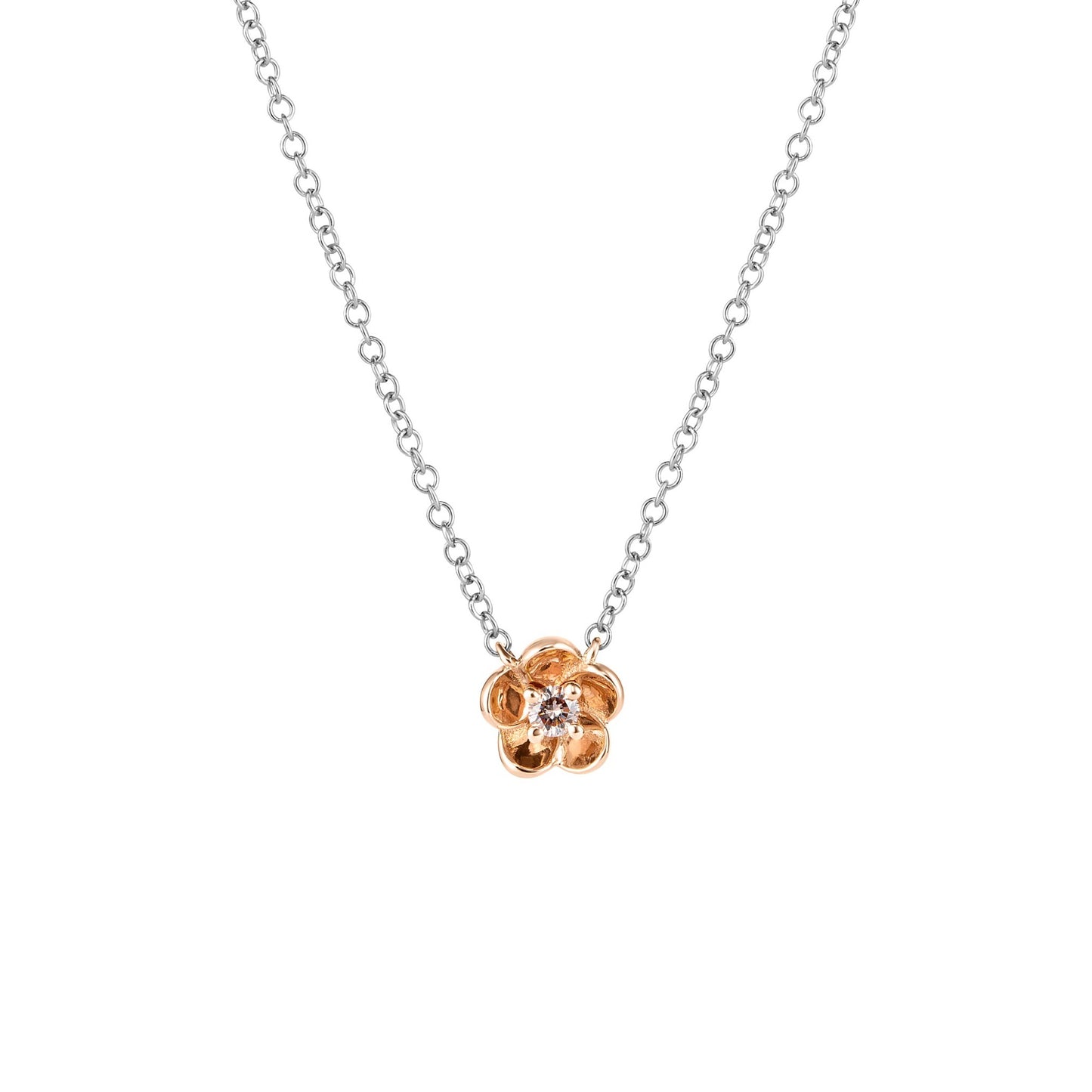 Pink Diamond Flower Petal Pendant