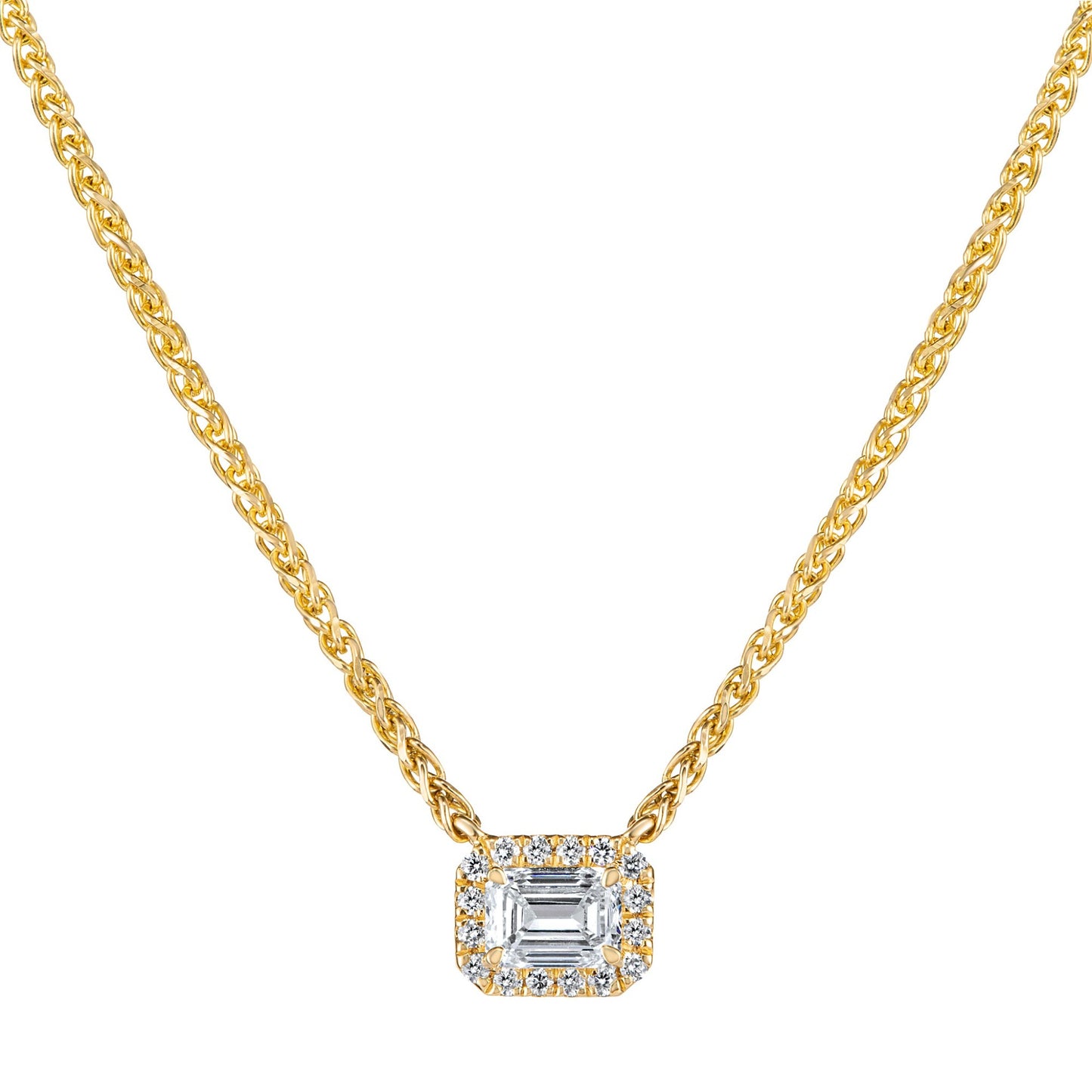 Emerald Diamond Halo Pendants