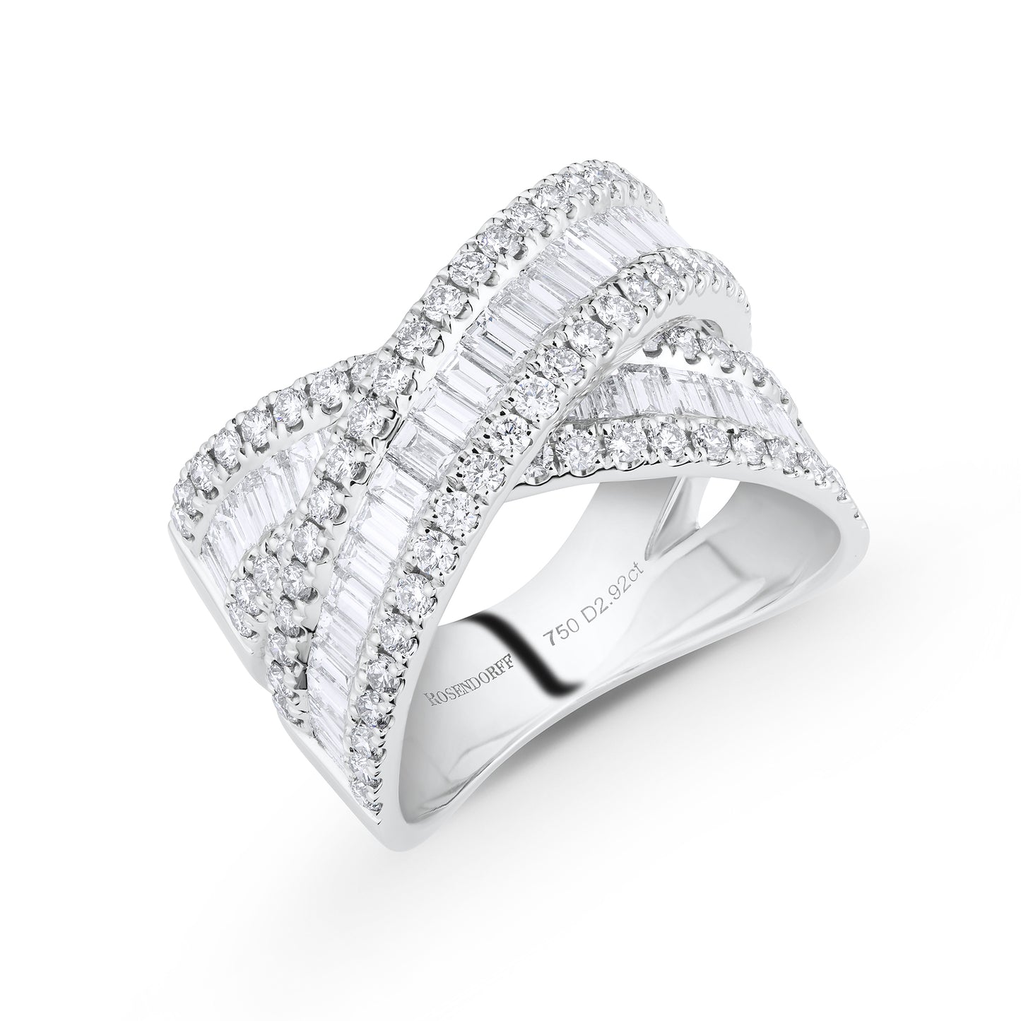 Wide Baguette Crossover Ring