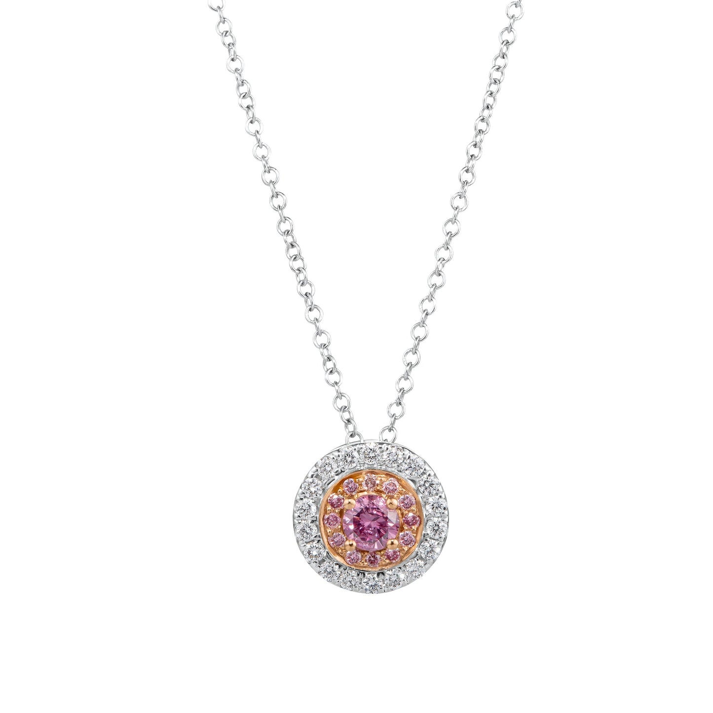 Fancy Intense Purplish Pink Diamond Double Halo Pendant