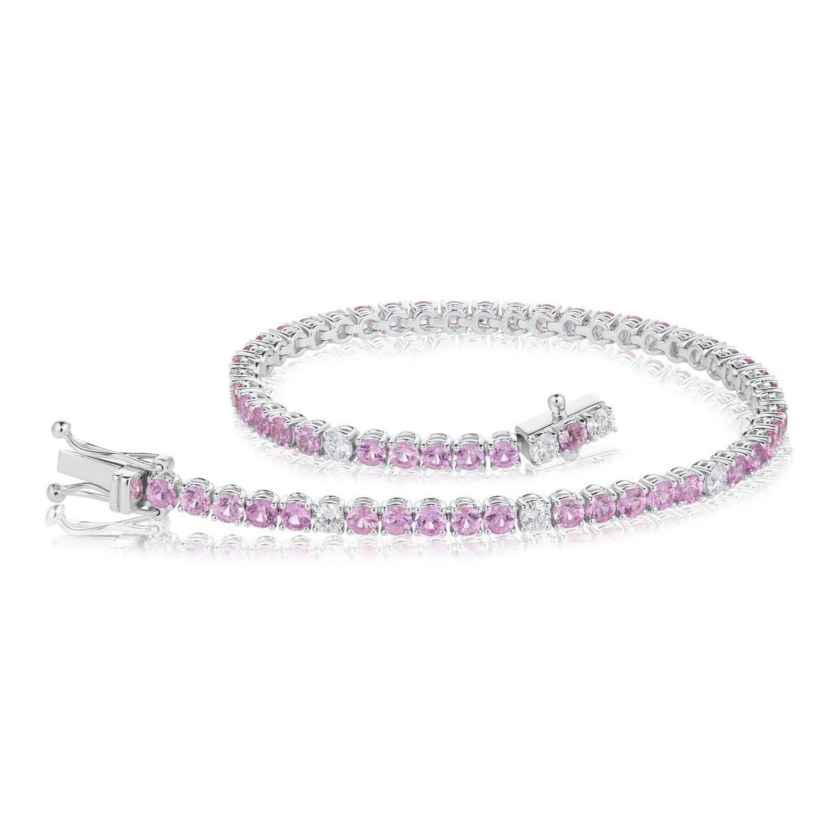 Pink Sapphire & Diamond Tennis Bracelet