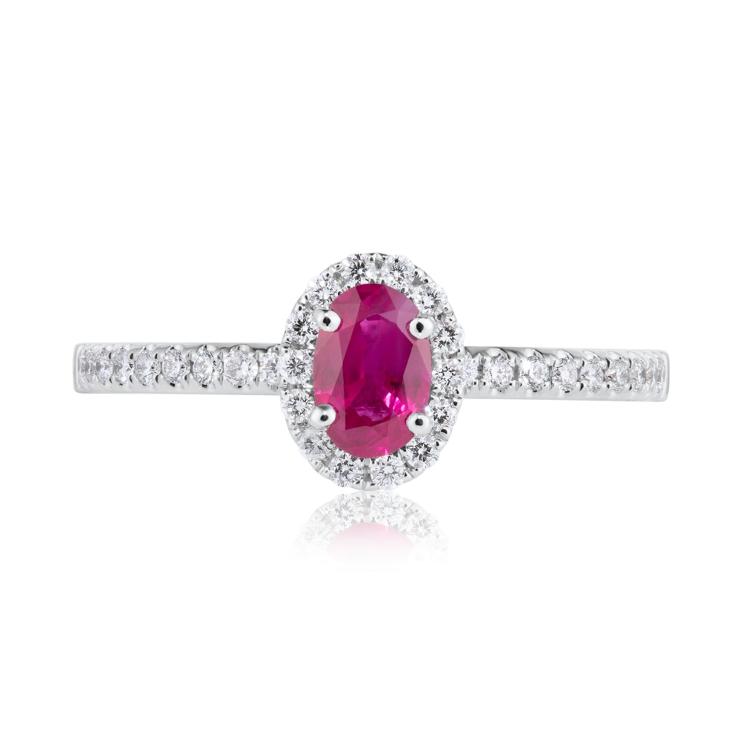 Oval Ruby & Diamond Halo Ring