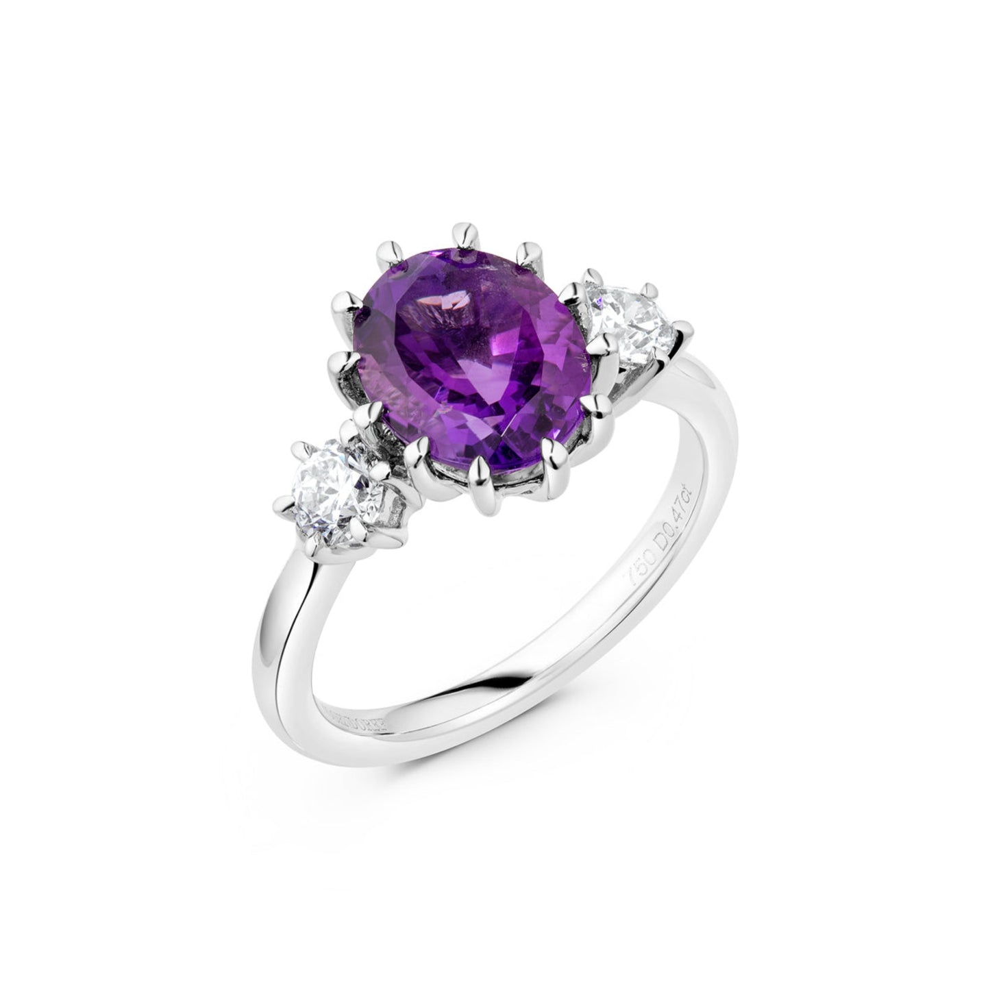 2.38ct Amethyst & Diamond Trilogy Ring | 18ct White Gold