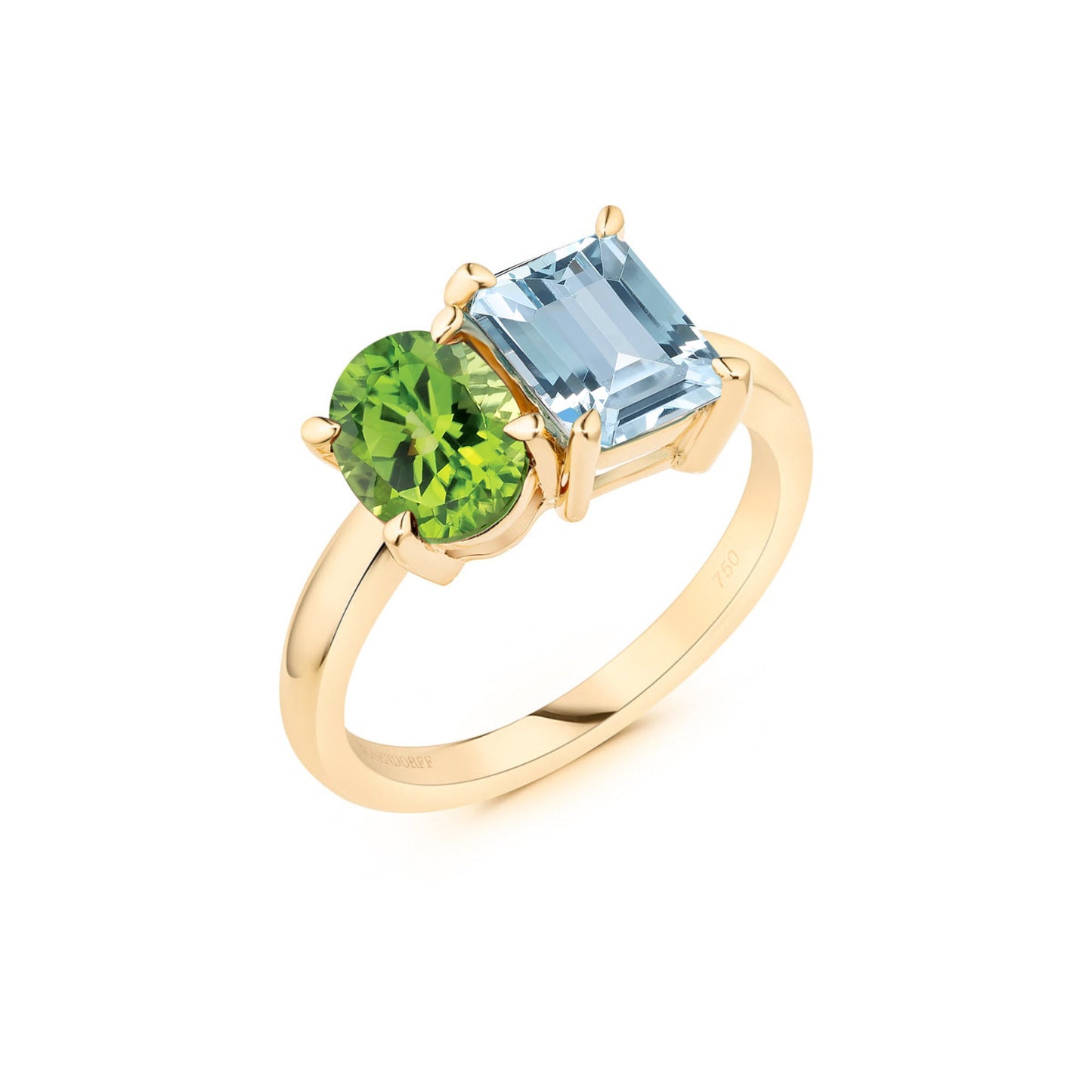 3.50ct Toi et Moi Peridot & Topaz Ring