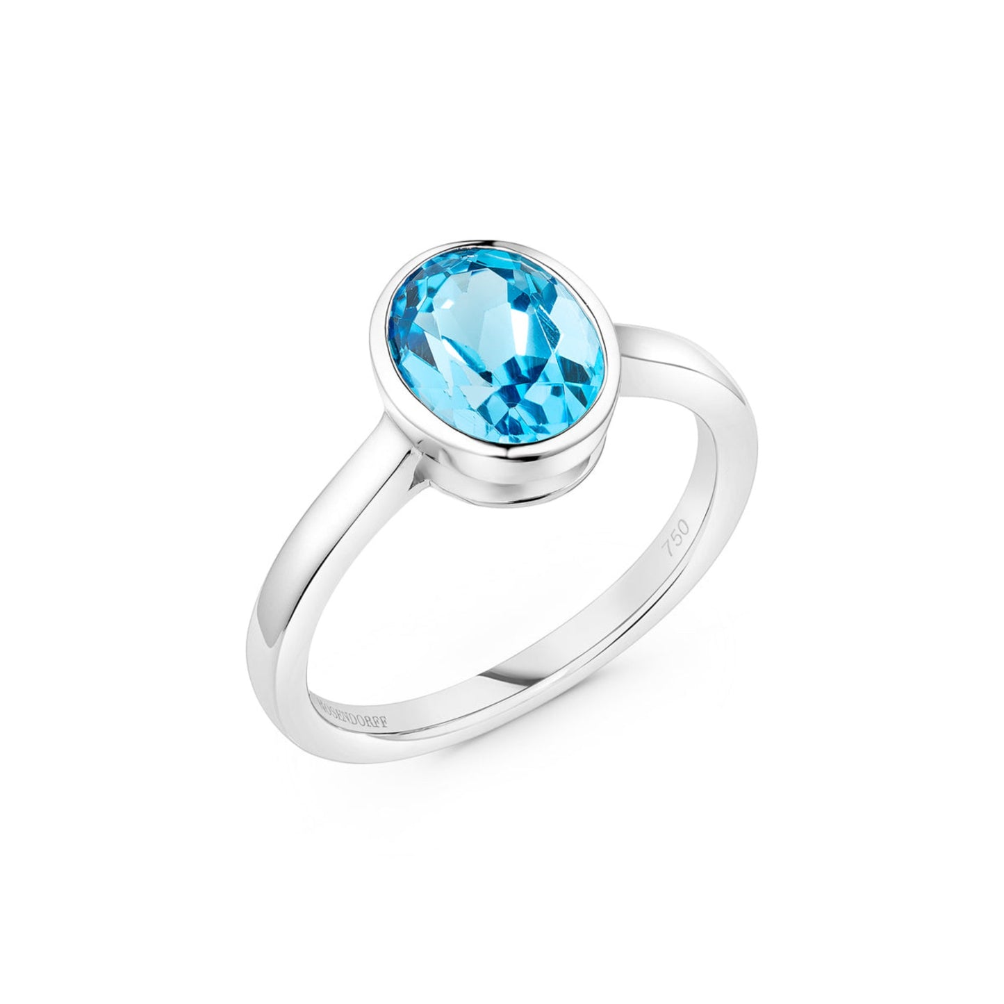 Oval 2.40ct Blue Topaz Bezel Ring | 18ct White Gold