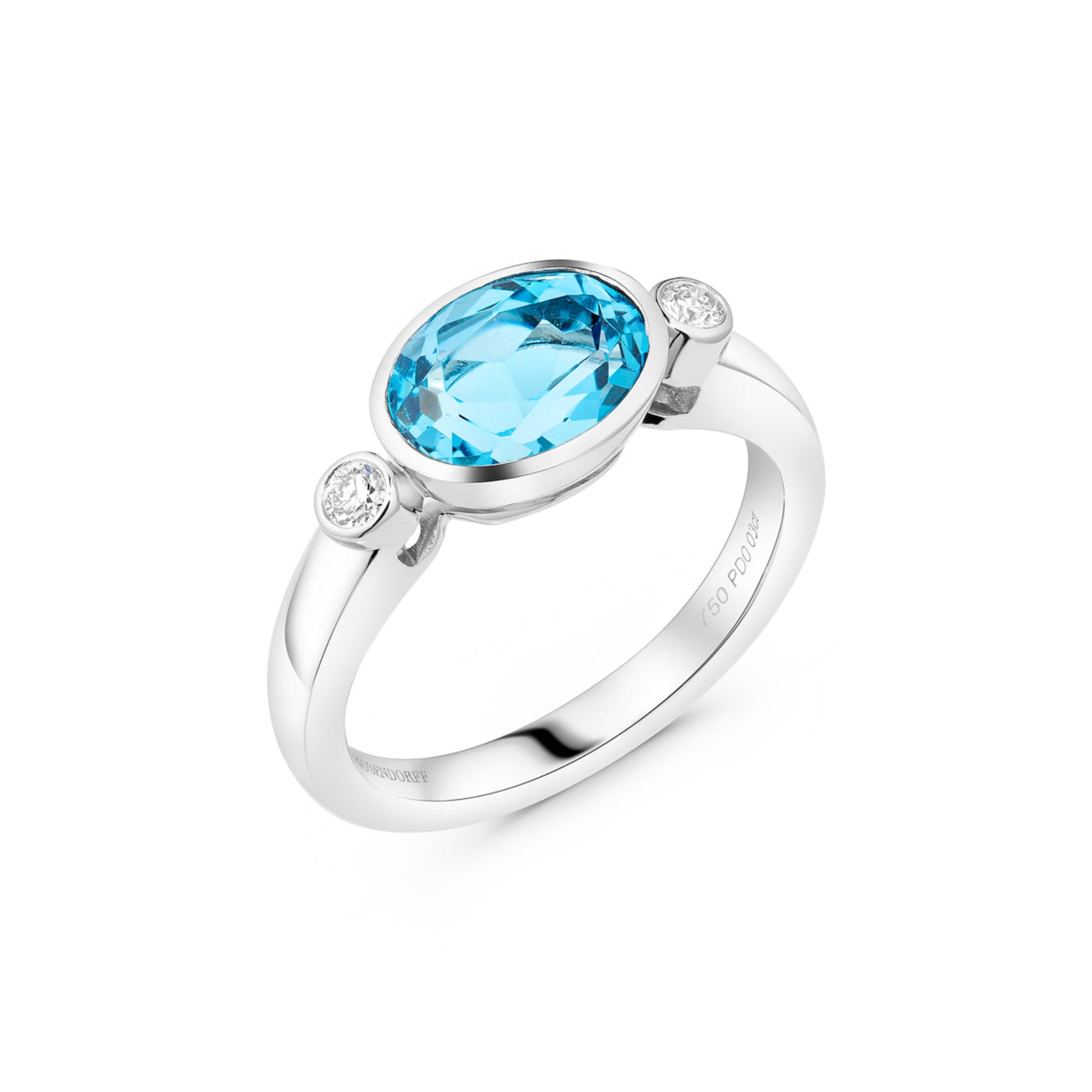 Blue Topaz 2.37ct Bezel Trilogy | 18ct White Gold