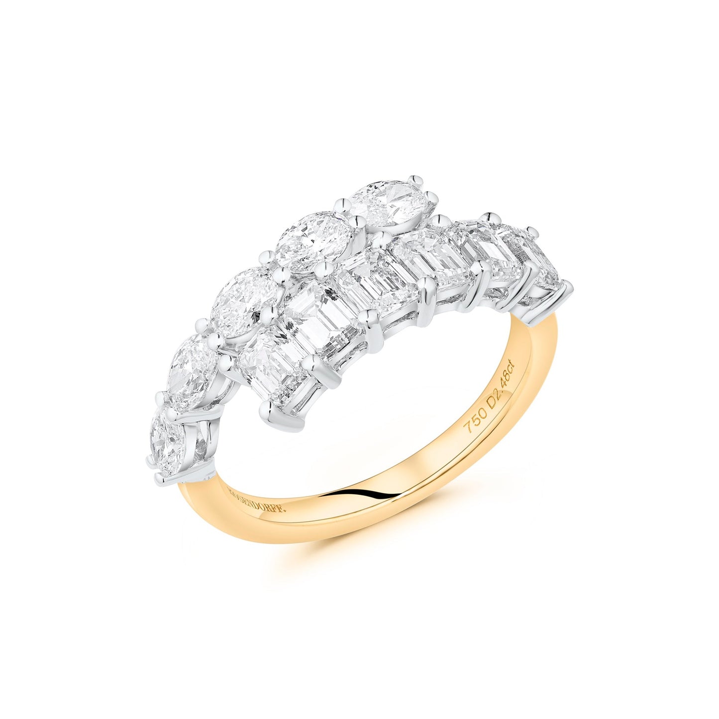 Emerald & Oval Diamond Twist Ring