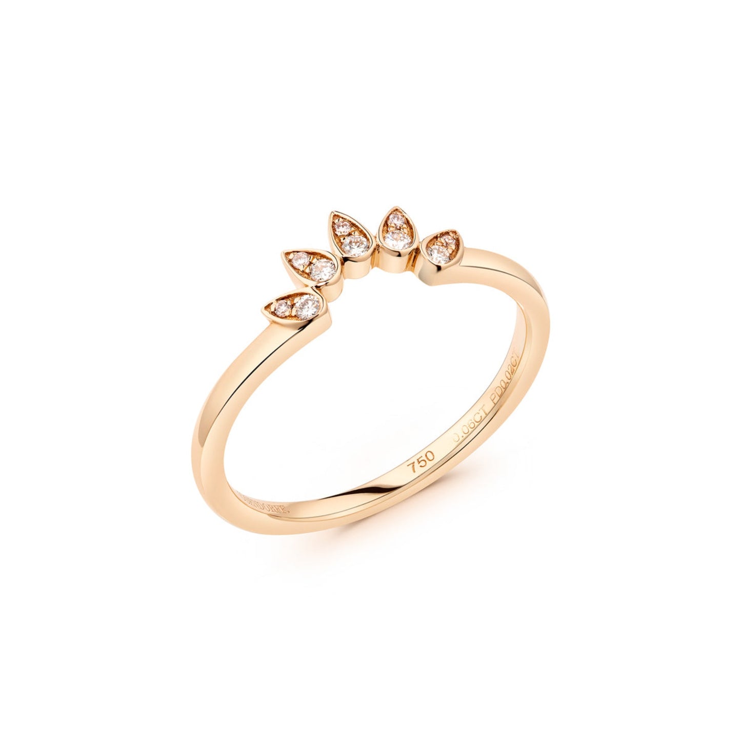 Crown Curved 5 Pink & White Diamond Rings