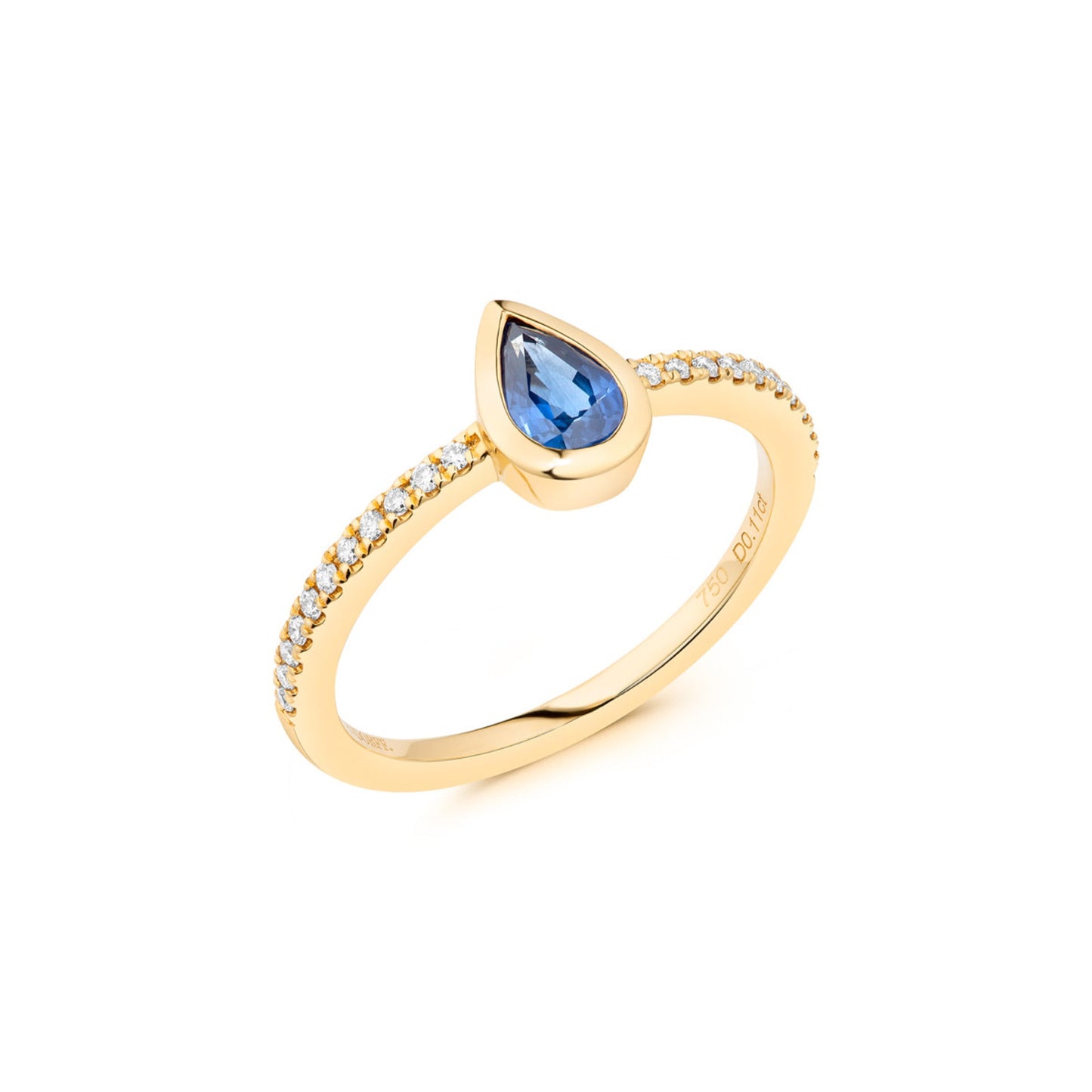 Sapphire Blue Bezel Set Ring | 18ct Yellow Gold