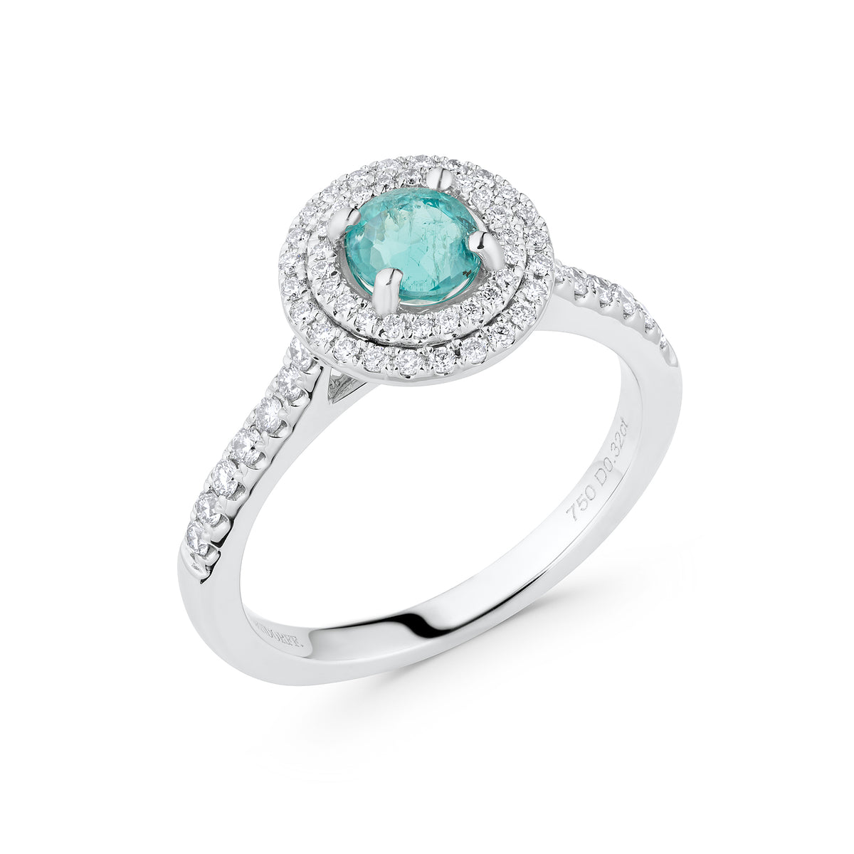 0.92ct Paraiba & Diamond Double Halo Ring