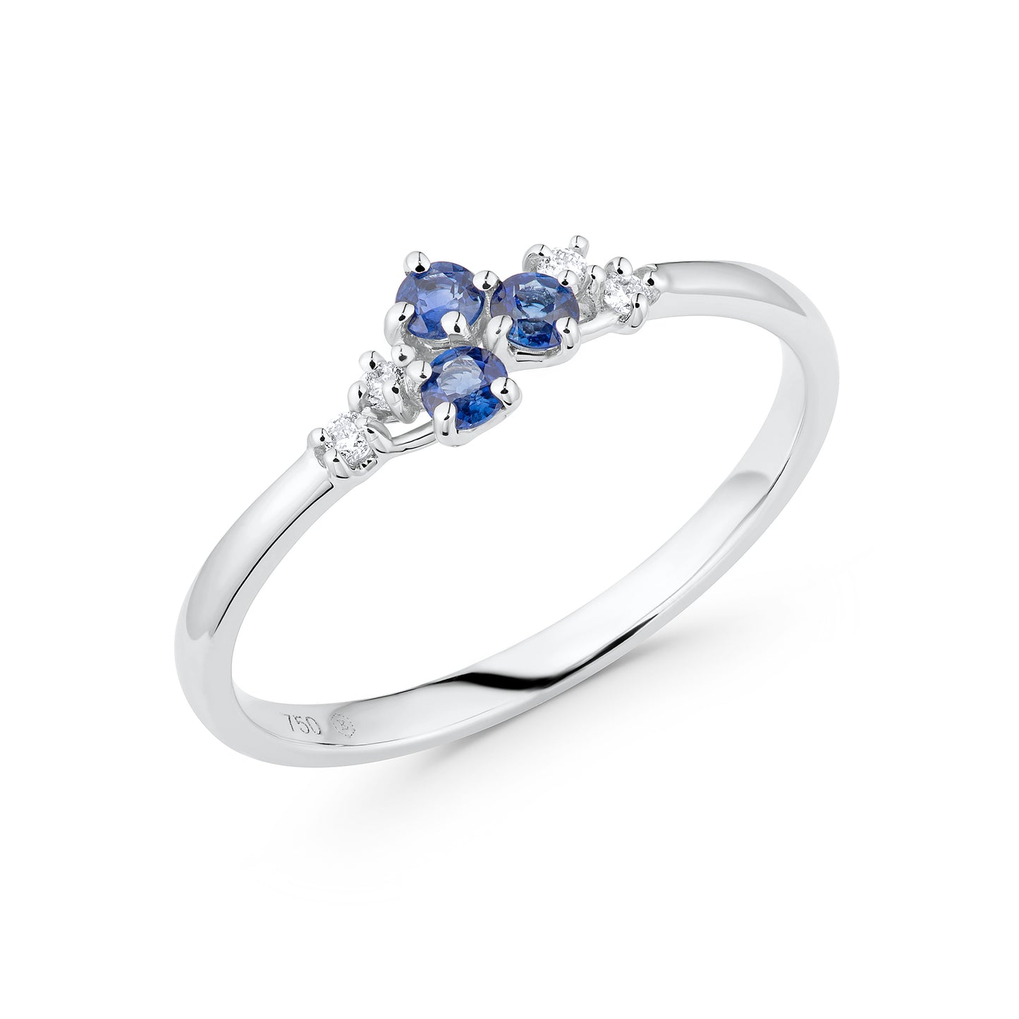 Blue Sapphire & Diamond 7 stone Ring