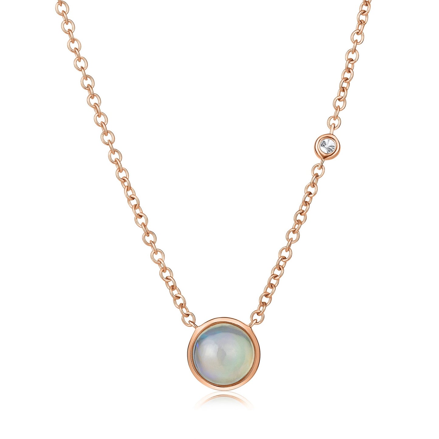 Opal & Diamond Bezel Set Pendant