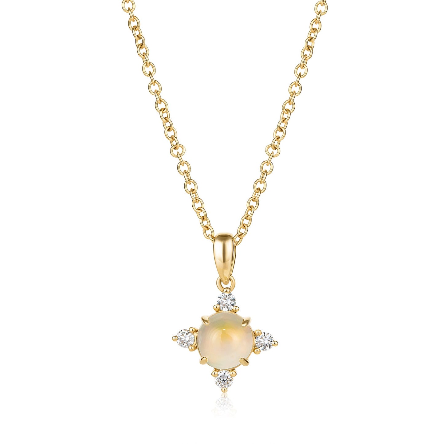 Opal & Diamond Star Halo Pendant