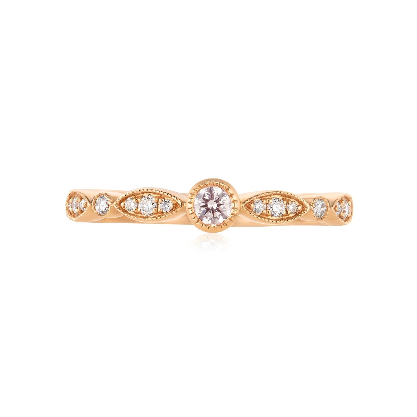 Soft Pink Diamond Bezel & Marquise Pave Band