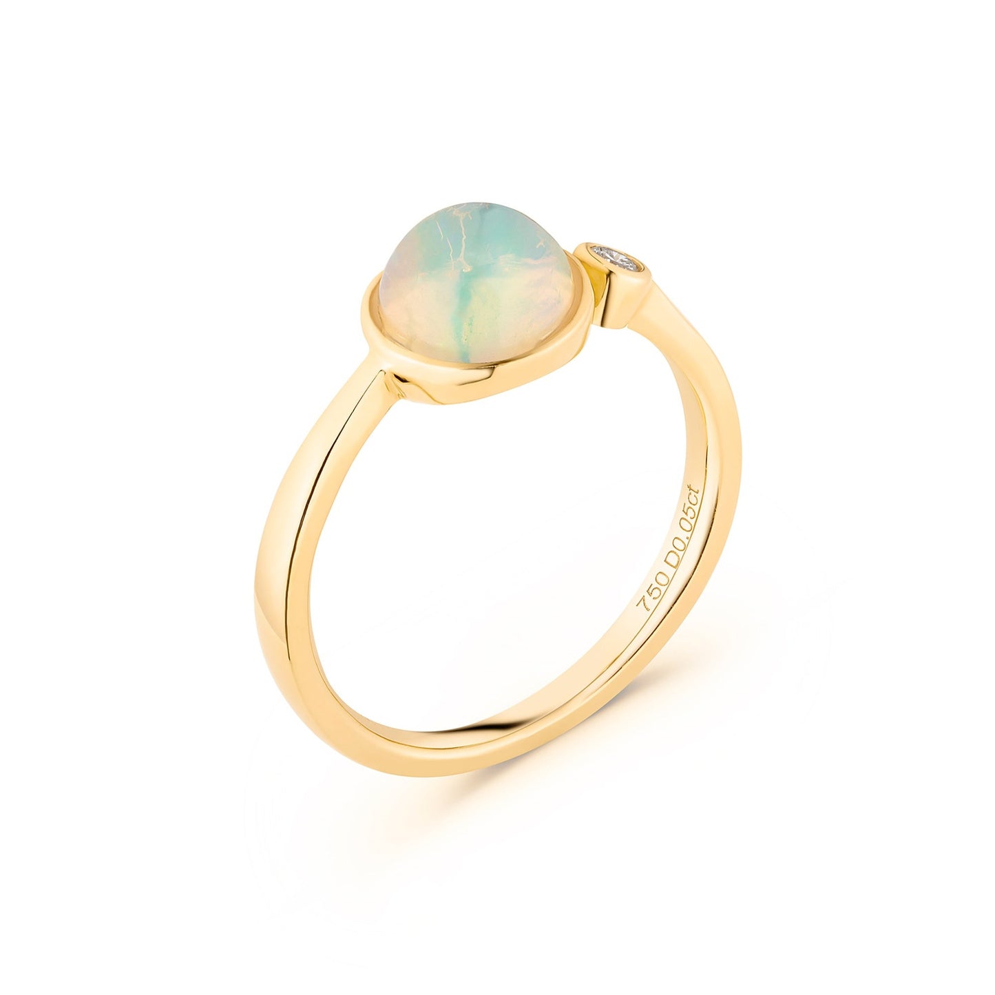 Opal & Diamond Bezel Ring
