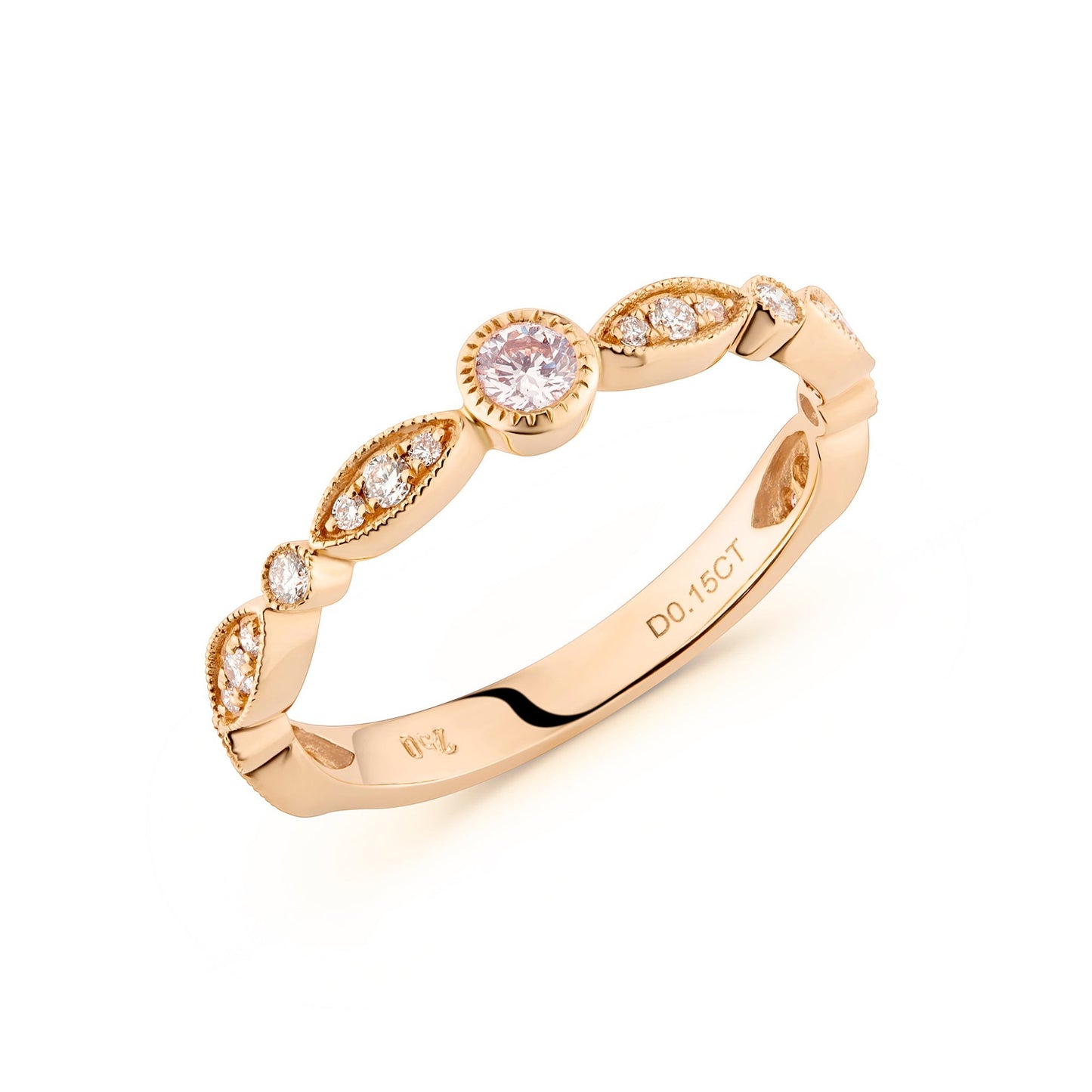 Soft Pink Diamond Bezel & Marquise Pave Band