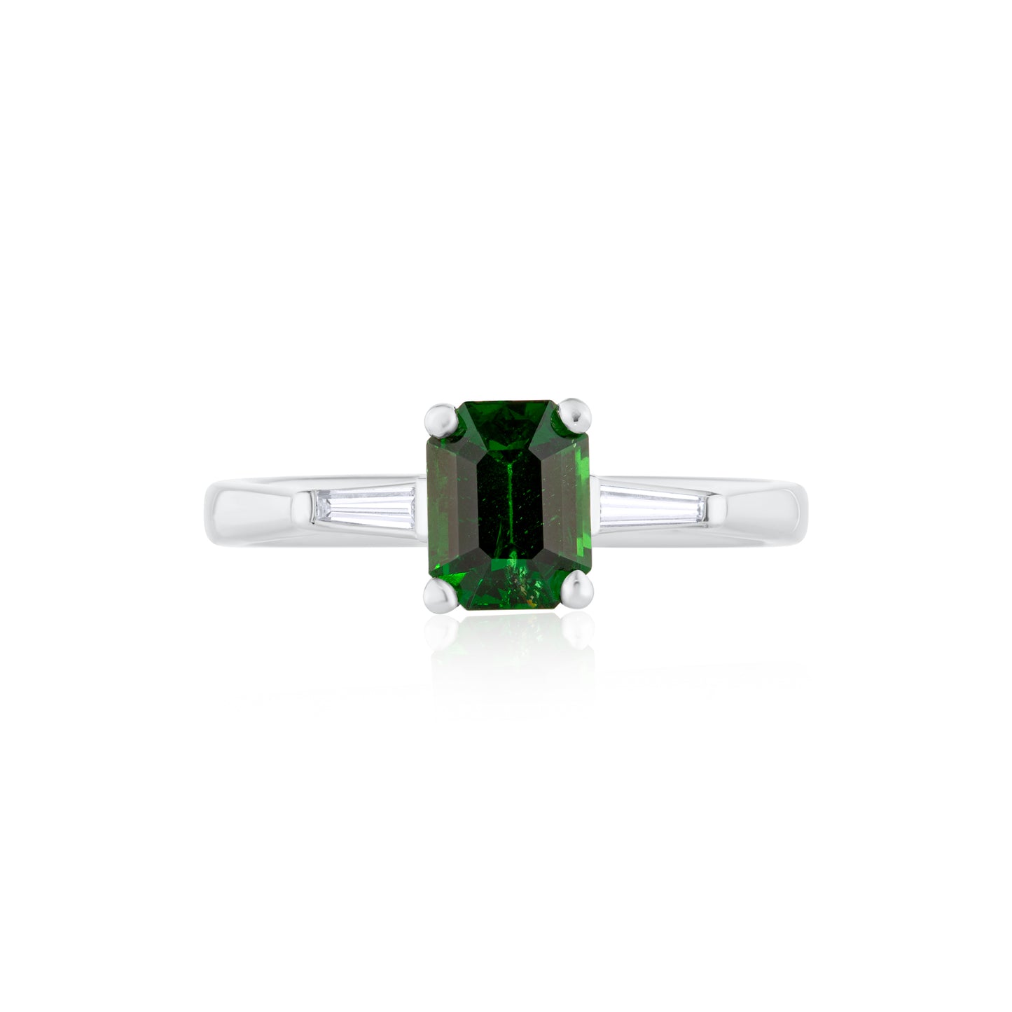 1.12ct Green Emerald Garnet & Diamond Trilogy