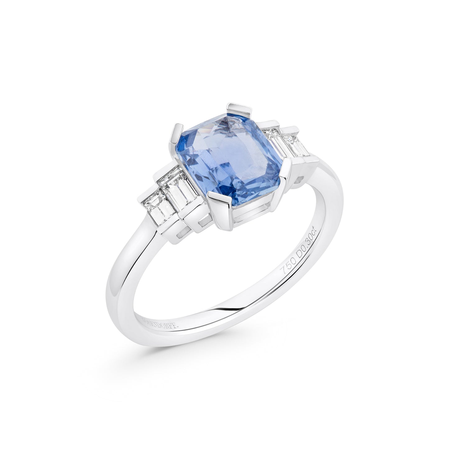 Blue Octagon Sapphire & Diamond Ring