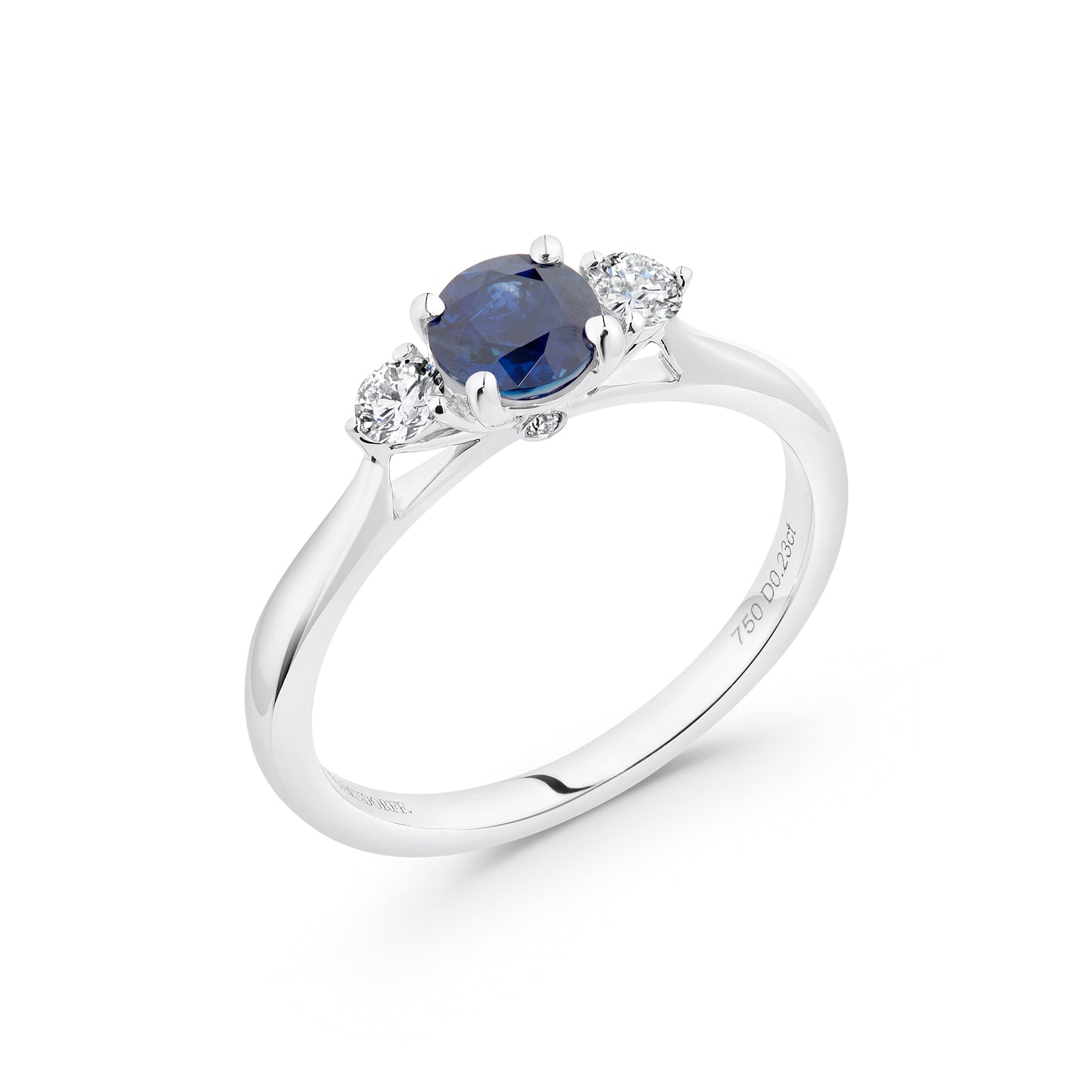 Deep Blue Sapphire & White Diamond Ring