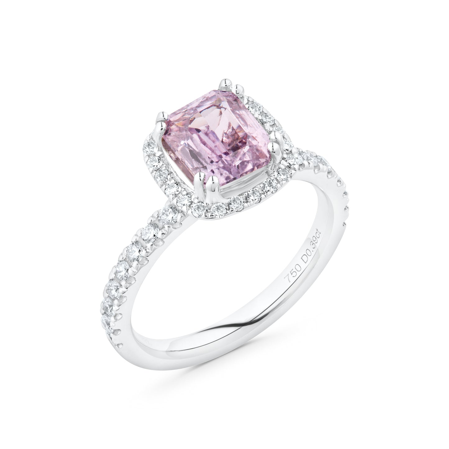 2.18ct Light Pink Sapphire Halo Ring
