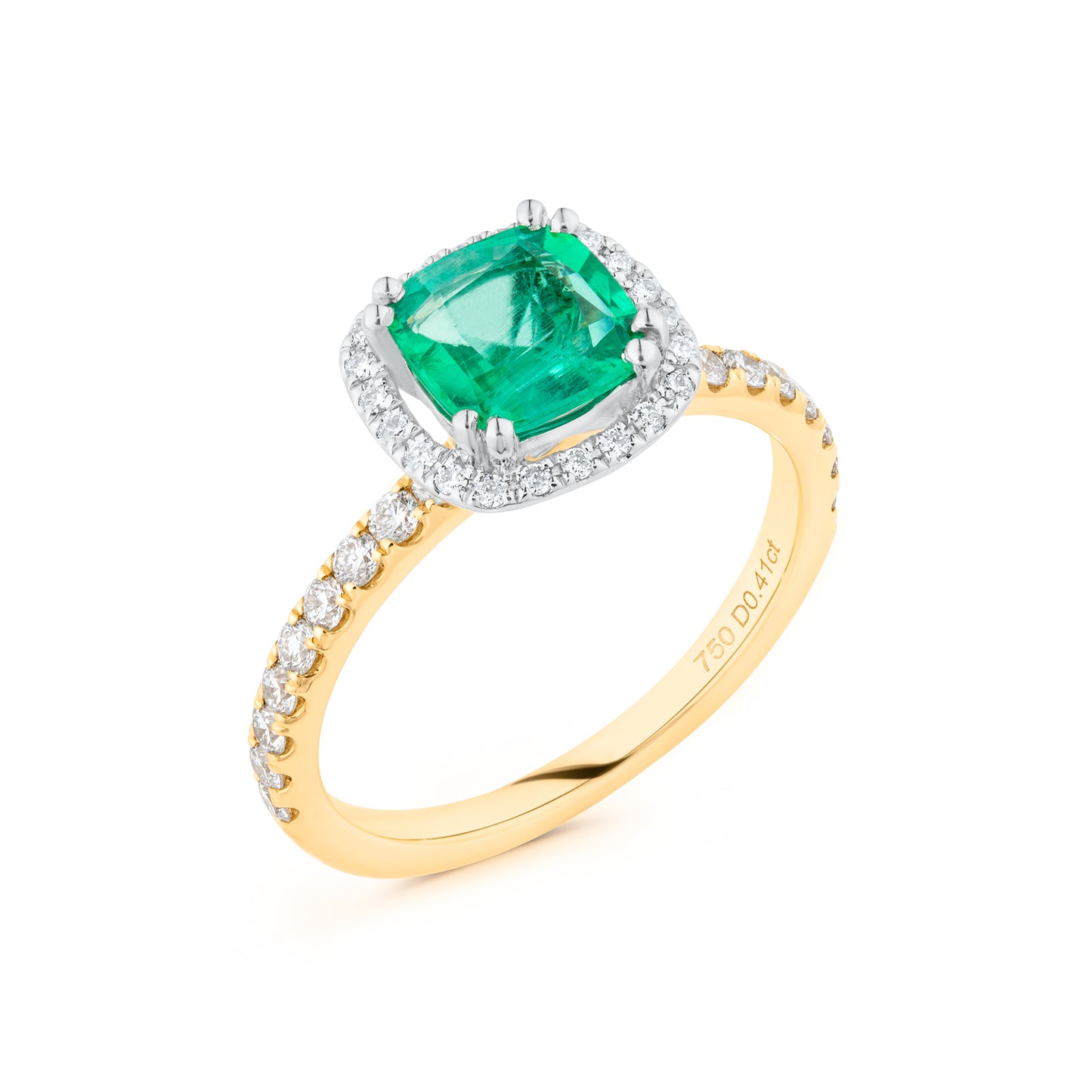 0.94ct Emerald & Diamond Halo Ring