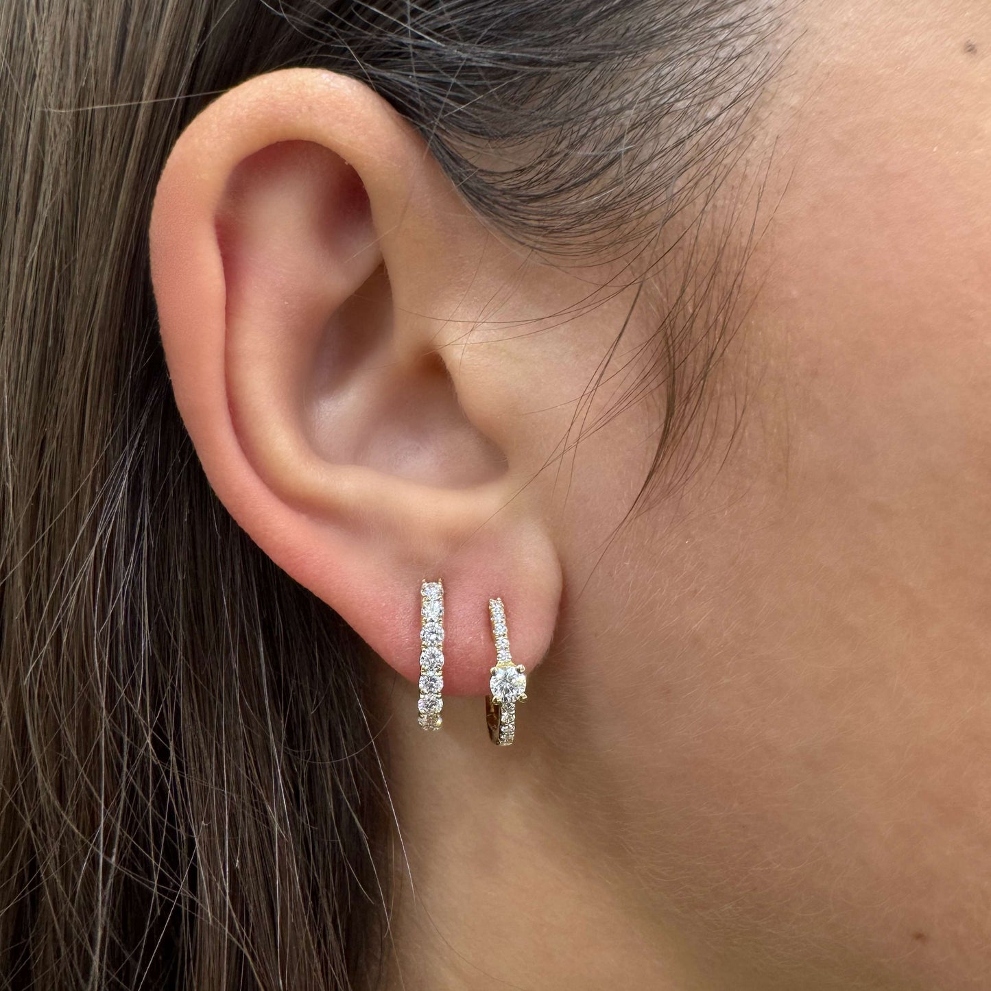 Round Brilliant Huggies Earrings
