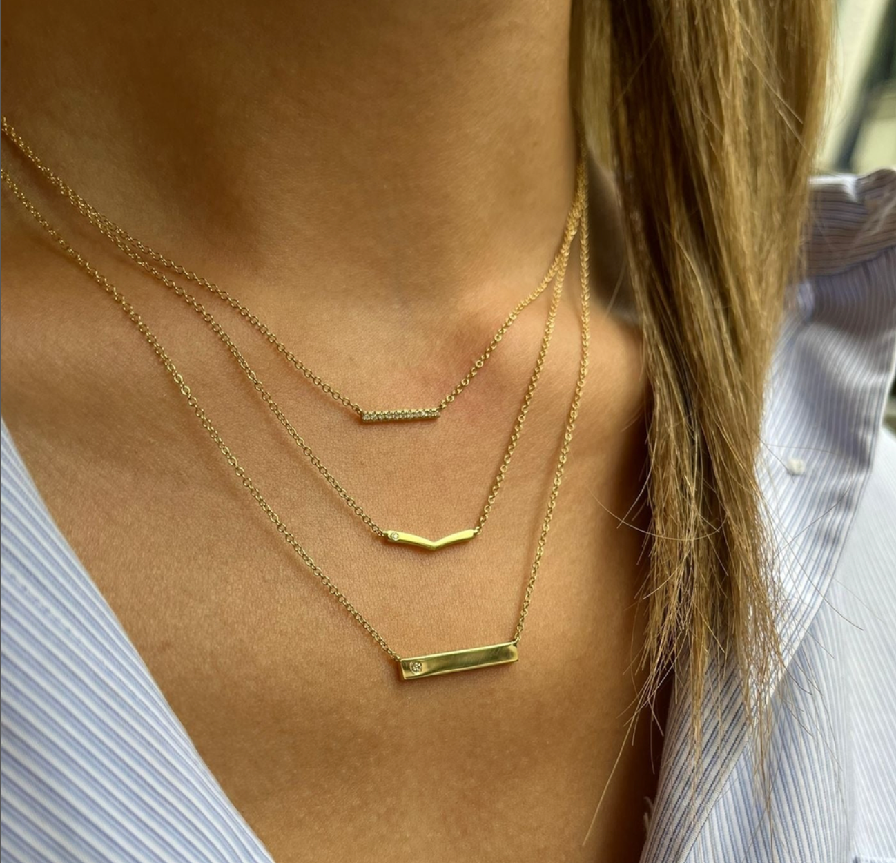 Single Diamond Bar Pendant