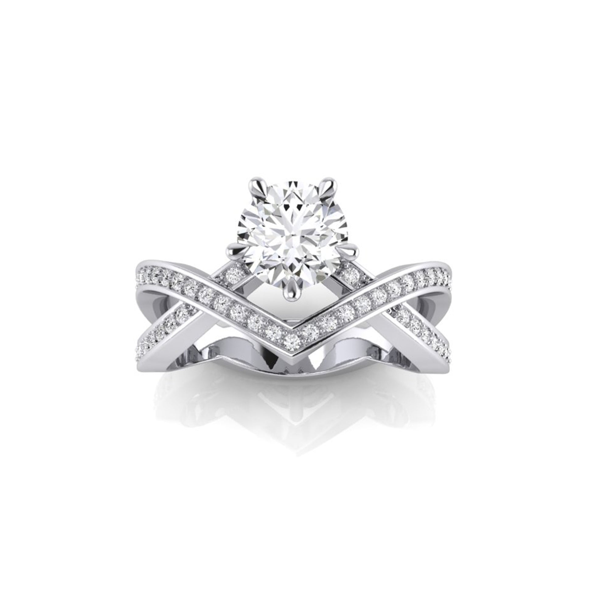 Sophia Off Centre Diamond Cross Over Ring