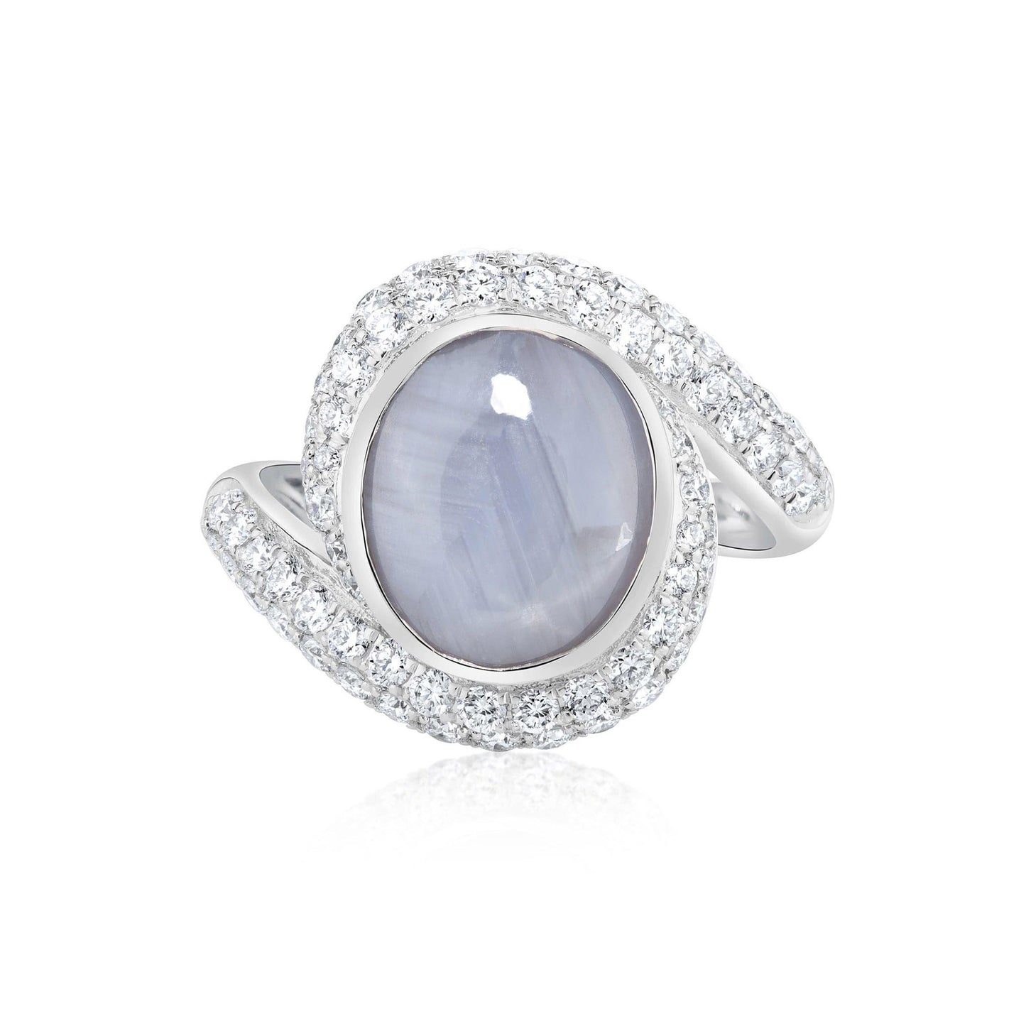Star Sapphire and Diamond Twist Ring