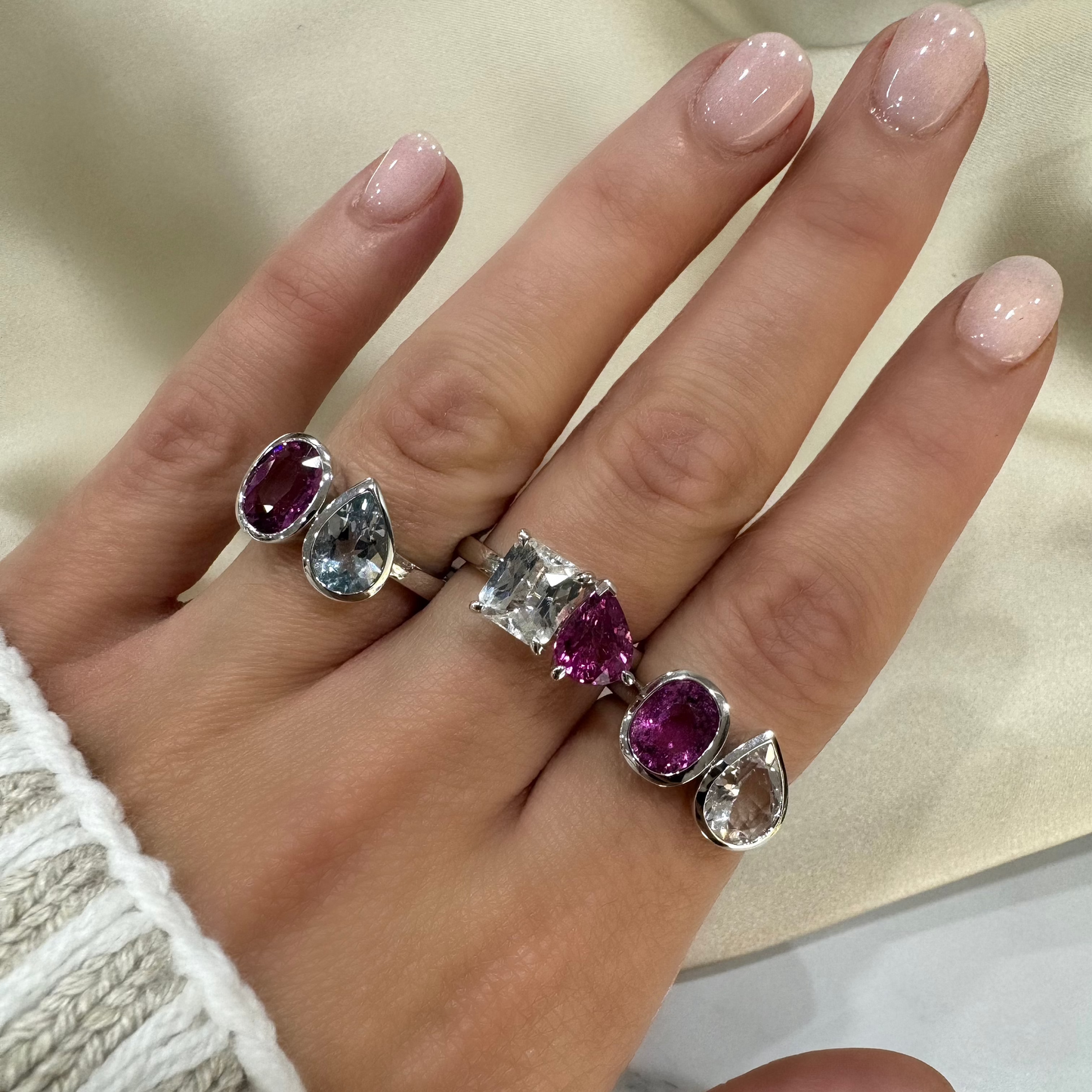Pink Sapphire & Morganite Toi et Moi Ring