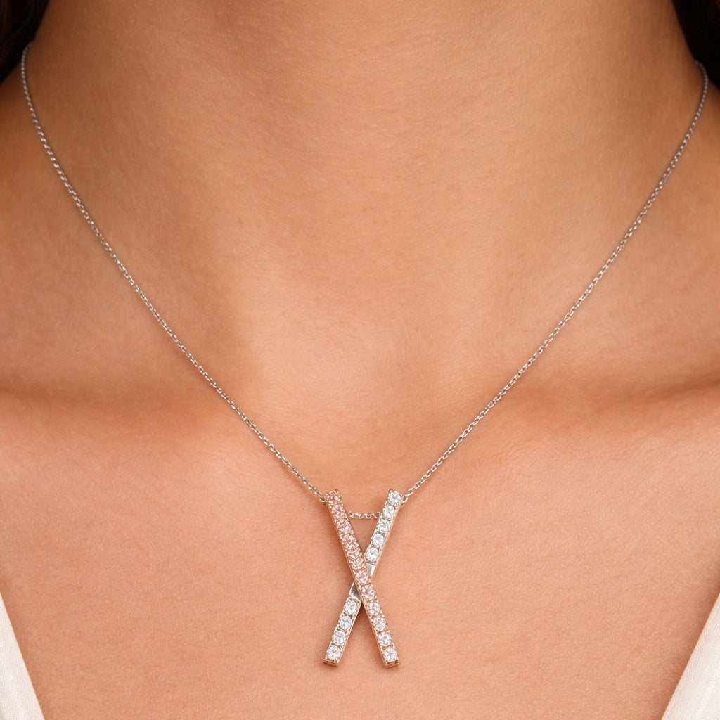 Eminence Pinks - X Pink and White Diamond Pendant