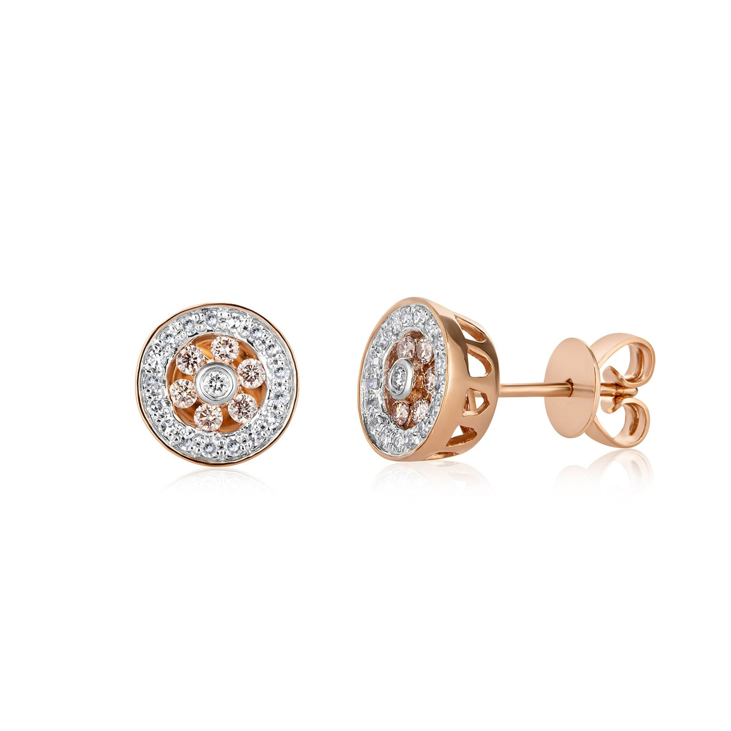 Eminence Pinks Diamond Large Halo Circle Earrings | 9ct Gold