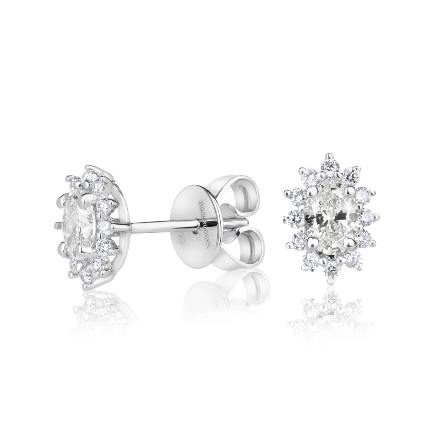 Halo Oval Stud Earrings