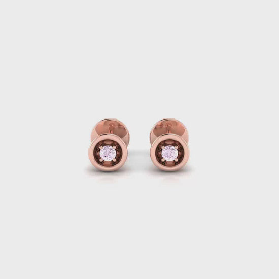 Illusion Set Solitaire Pink Stud Earrings