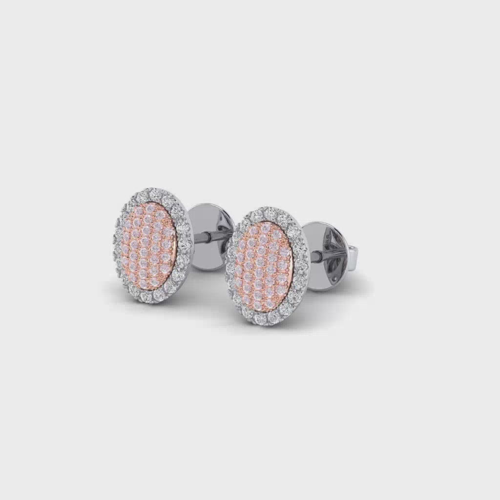 Eminence Pinks Oval Pave Stud Earrings