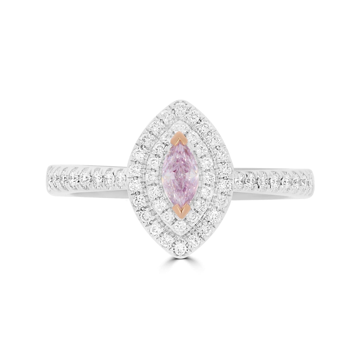 Double Halo Pink Marquise Diamond Ring - Rosendorff Diamond Jewellers