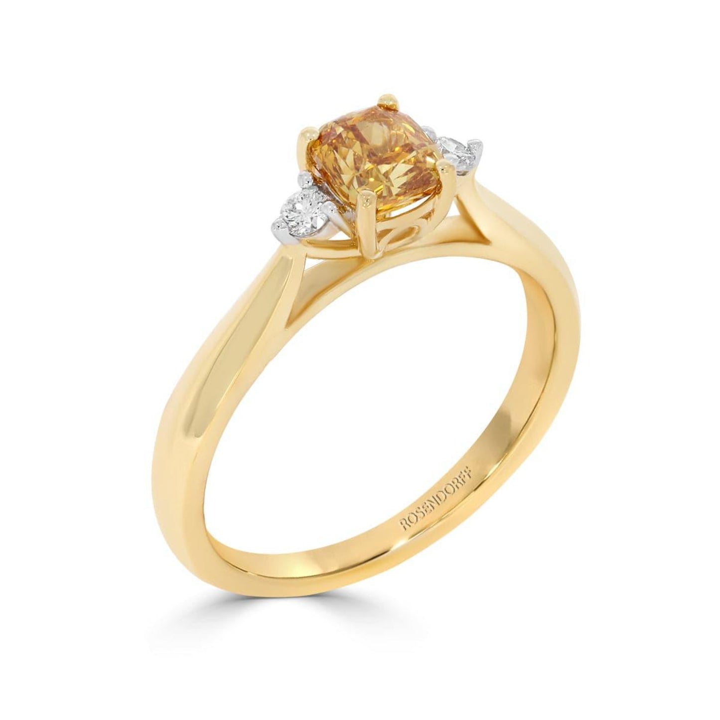 Natural Yellow-Orange Cushion Trilogy Ring - Rosendorff Diamond Jewellers