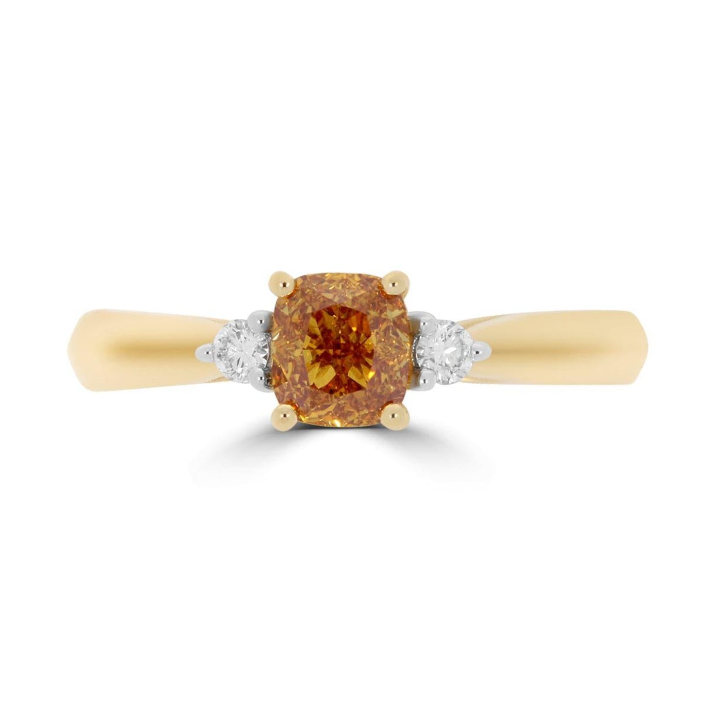 Natural Yellow-Orange Cushion Trilogy Ring - Rosendorff Diamond Jewellers