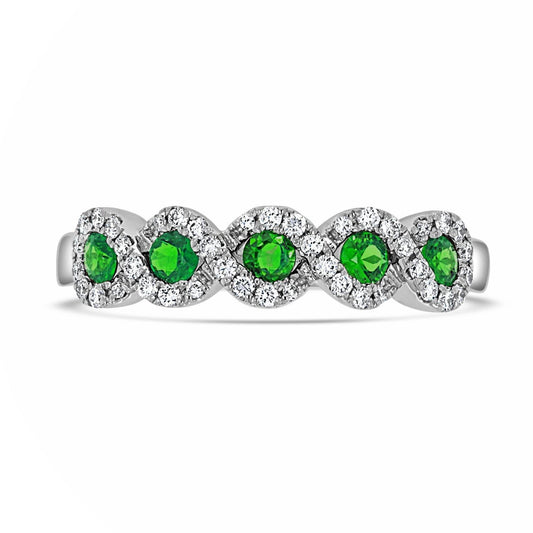 Twist Halo Emerald & Diamond Ring - Rosendorff Diamond Jewellers