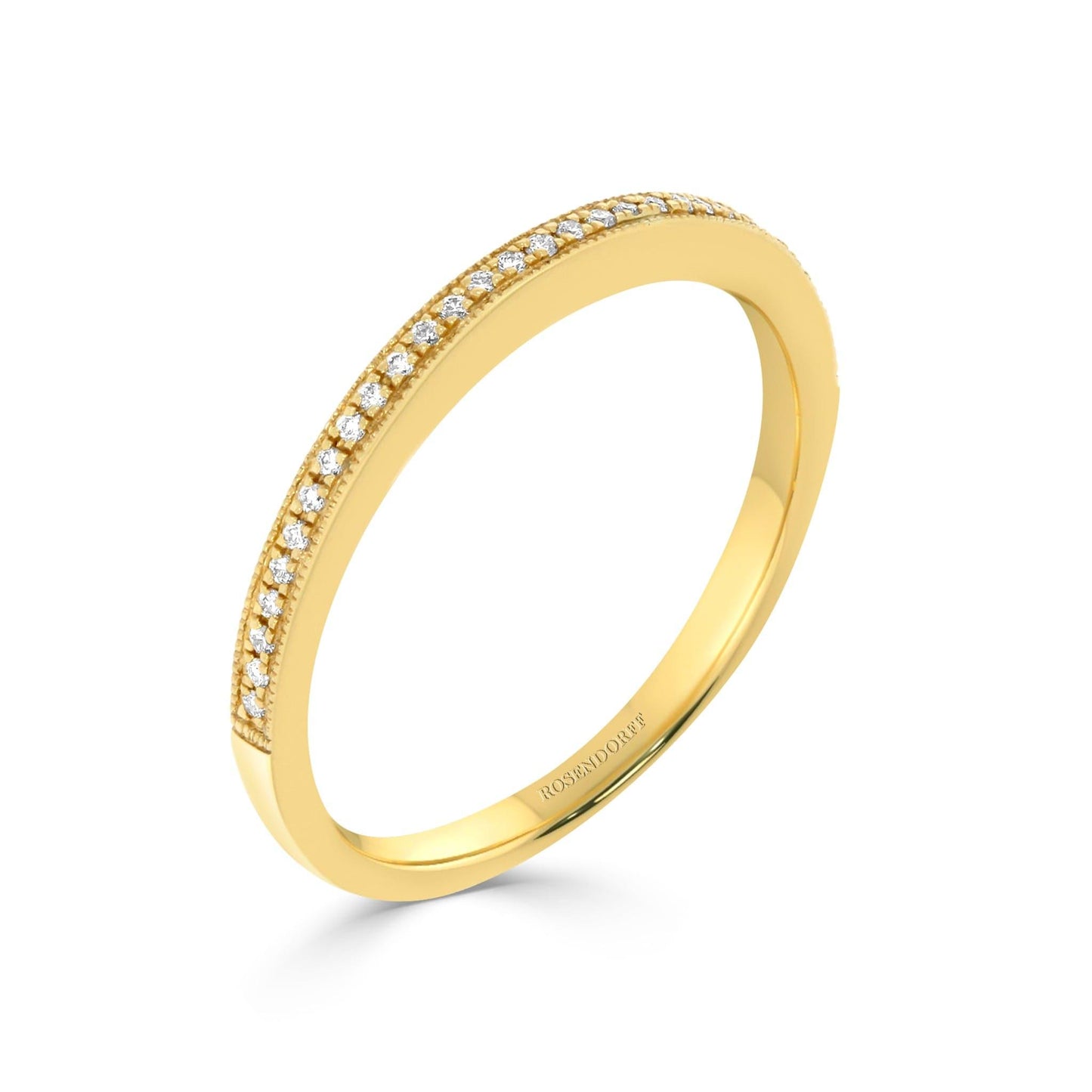 Pavé Millgrain 0.08ct Diamond Band in Yellow Gold - Rosendorff Diamond Jewellers