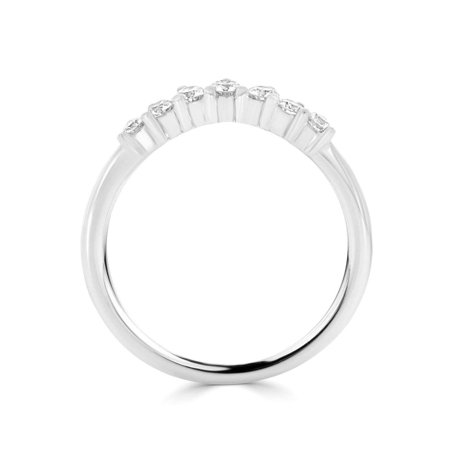 Curved Diamond Crown Ring | 18ct White Gold