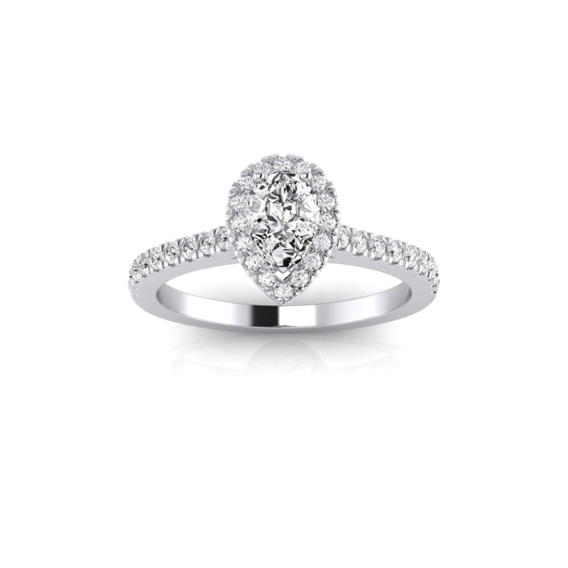 Janet Pear Diamond Halo Ring