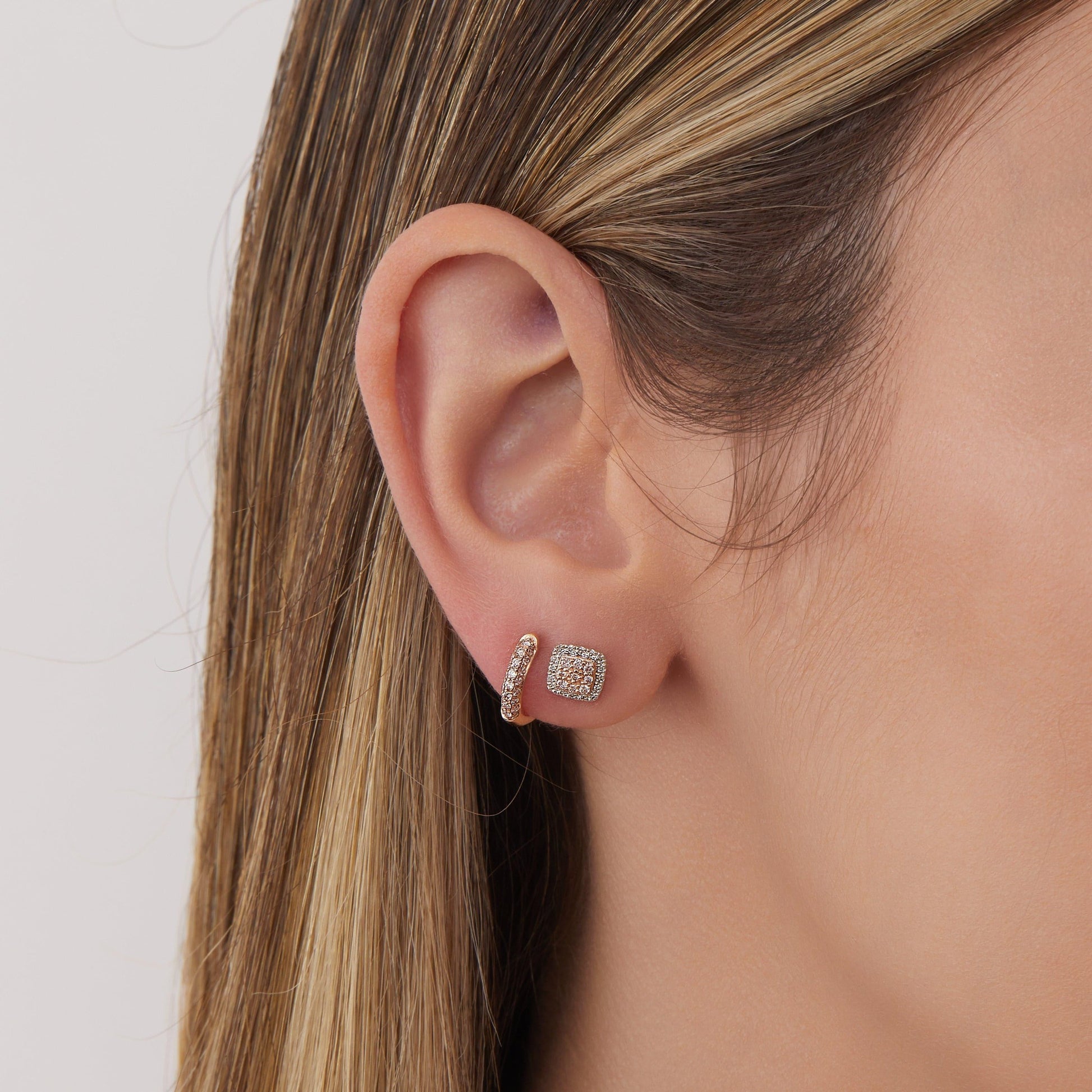 Eminence Pinks Diamond Square Earrings | White Gold - Rosendorff Diamond Jewellers