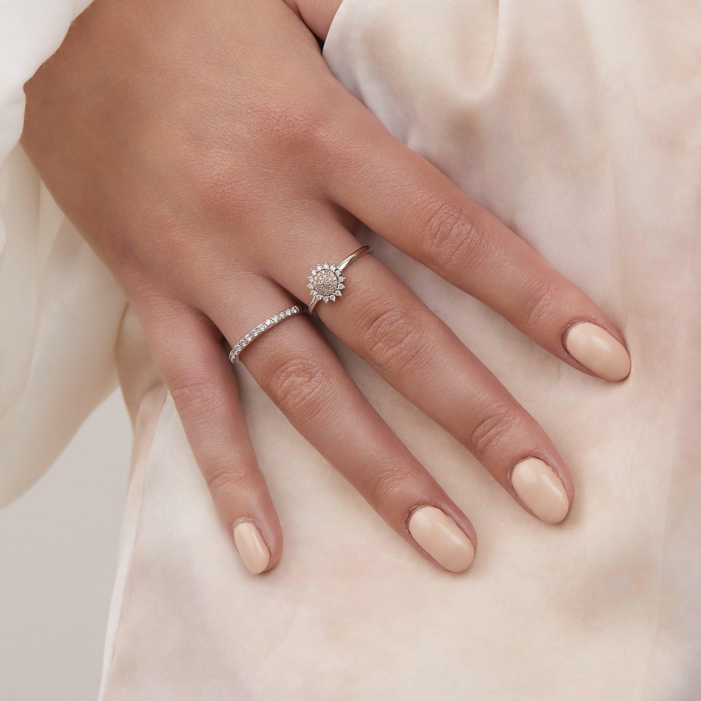 Eminence Pinks Diamond Sunflower Ring | White Gold - Rosendorff Diamond Jewellers